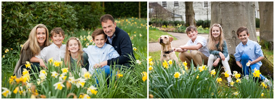 family in daffodils