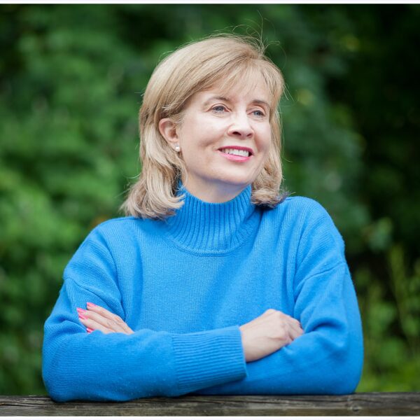 lady in blue jumper