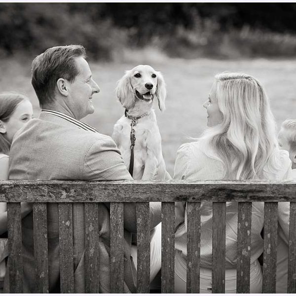 black white with dog