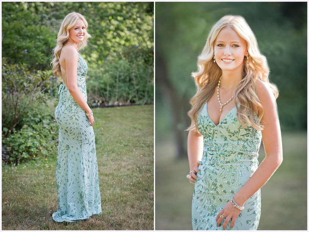 gilt in reen dress