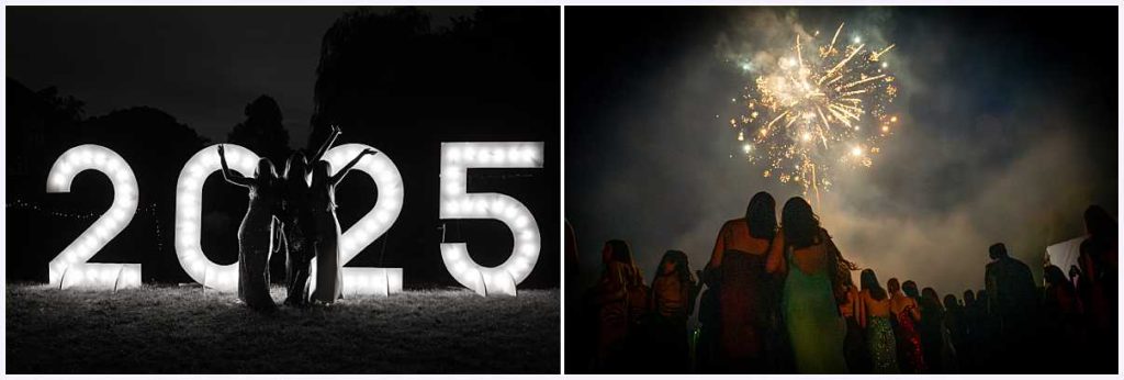 fireworks and people
